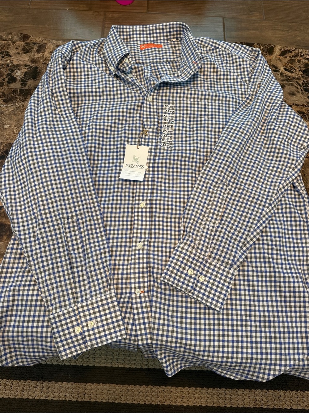 Men's Blue & White Gingham Button-Down Shirt